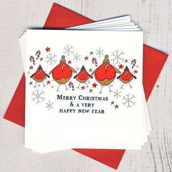 Pack of Five Robin Christmas Cards