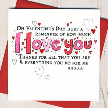 I Love You Valentine's Card