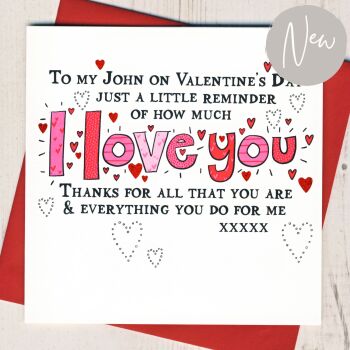 Personalised I Love You Valentine's Card