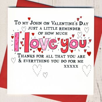 Personalised I Love You Valentine's Card