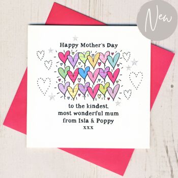 Personalised Colourful Hearts Mother's Day Card