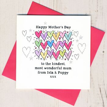 Personalised Colourful Hearts Mother's Day Card