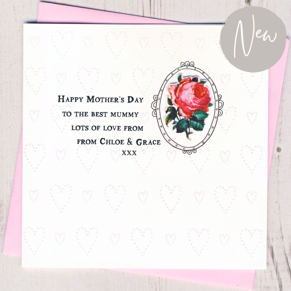 <!-- 046 -->Personalised Mummy Vintage Rose Mother's Day Card