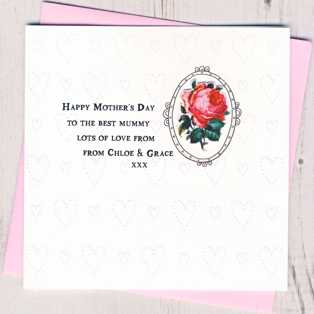 <!-- 046 -->Personalised Mummy Vintage Rose Mother's Day Card