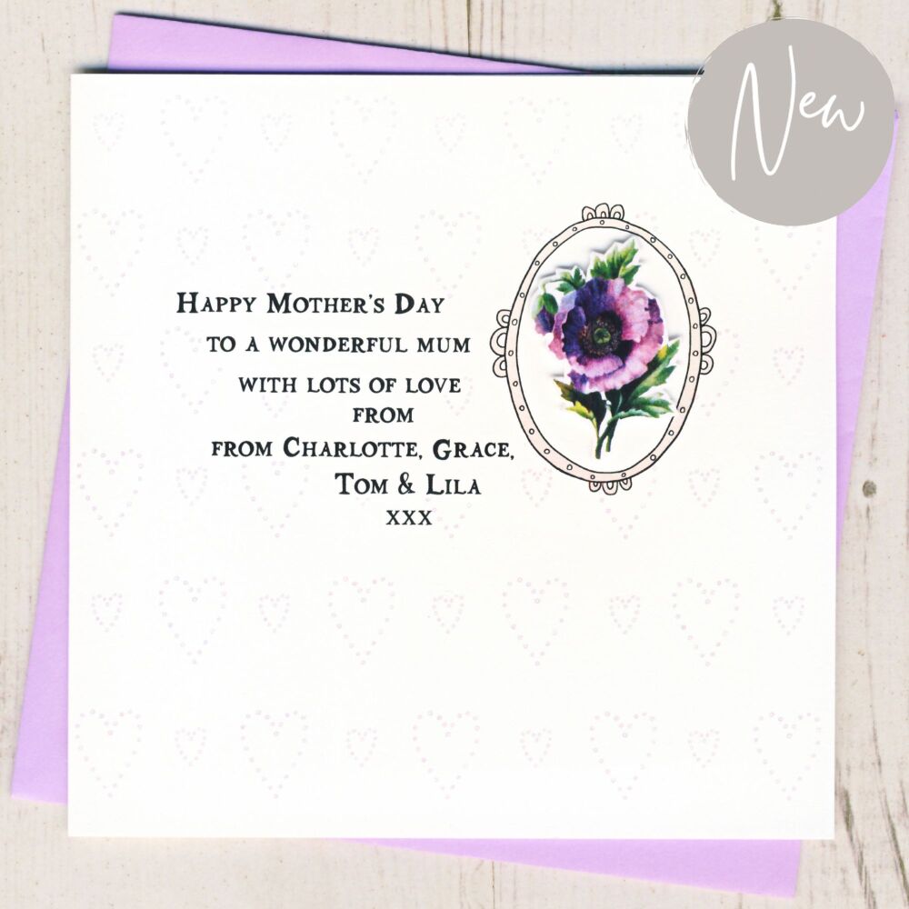 <!-- 046 -->Personalised Vintage Poppy Mother's Day Card