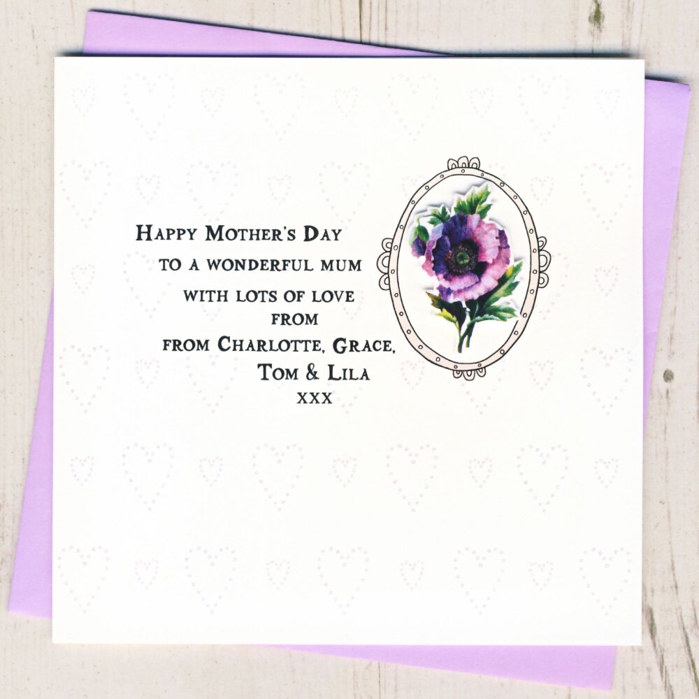<!-- 046 -->Personalised Vintage Poppy Mother's Day Card