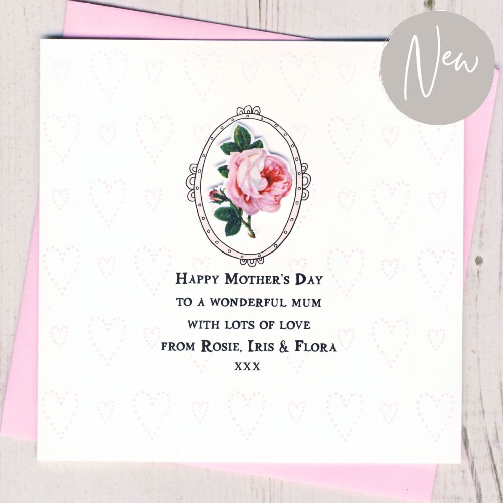 <!-- 047 -->Personalised Vintage Rose Mother's Day Card