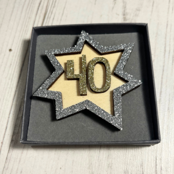  Glittery 40th Birthday Badge