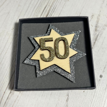  Glittery 50th Birthday Badge