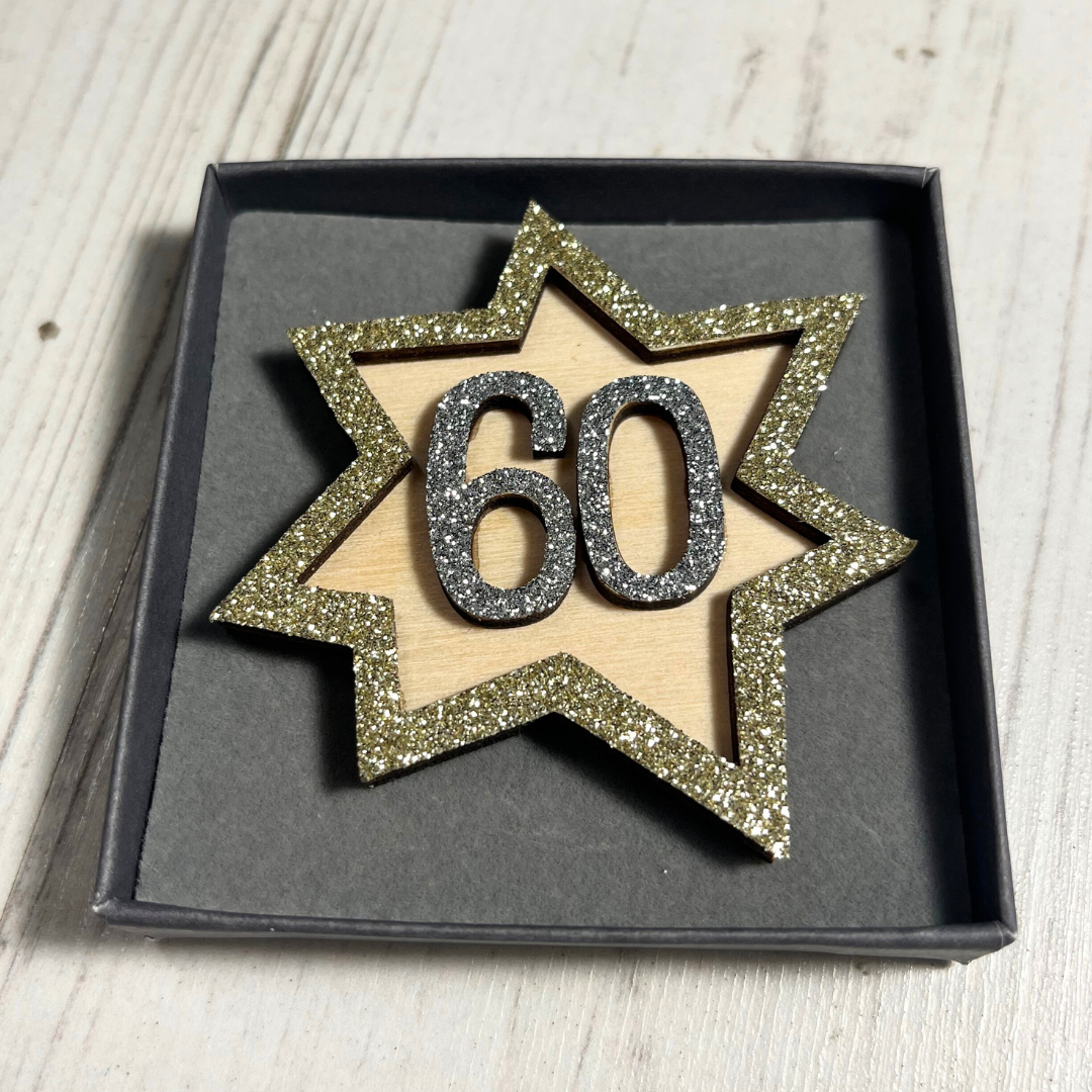 <!-- 004--> Glittery 60th Birthday Badge