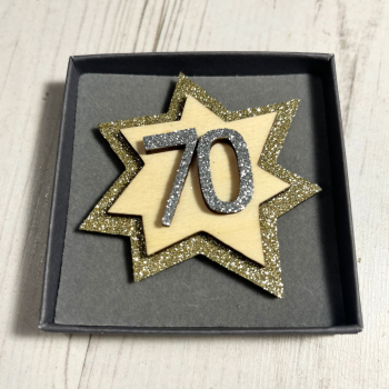  Glittery 70th Birthday Badge