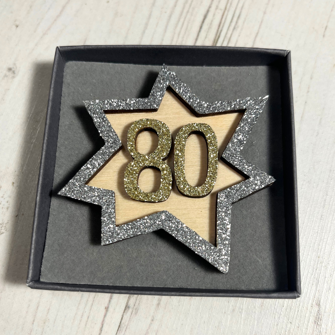<!-- 002--> Glittery 80th Birthday Badge