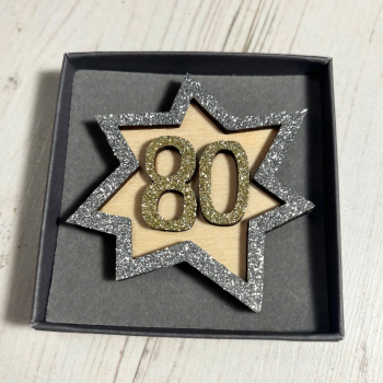  Glittery 80th Birthday Badge