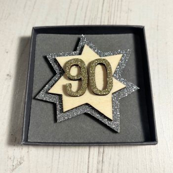  Glittery 90th Birthday Badge