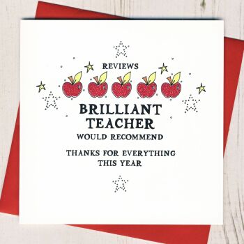  Glittery Apples Teacher Review Thank You Card