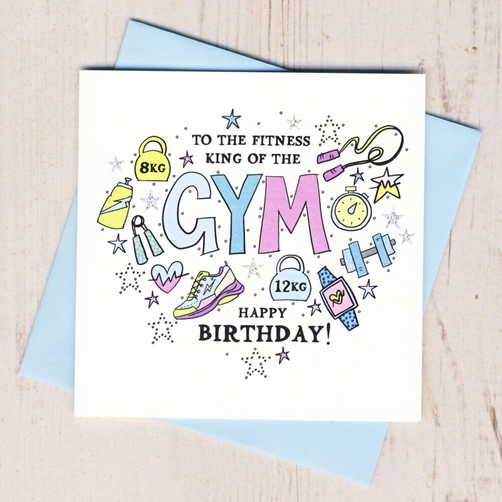 <!-- 017 --> Fitness King Birthday Card