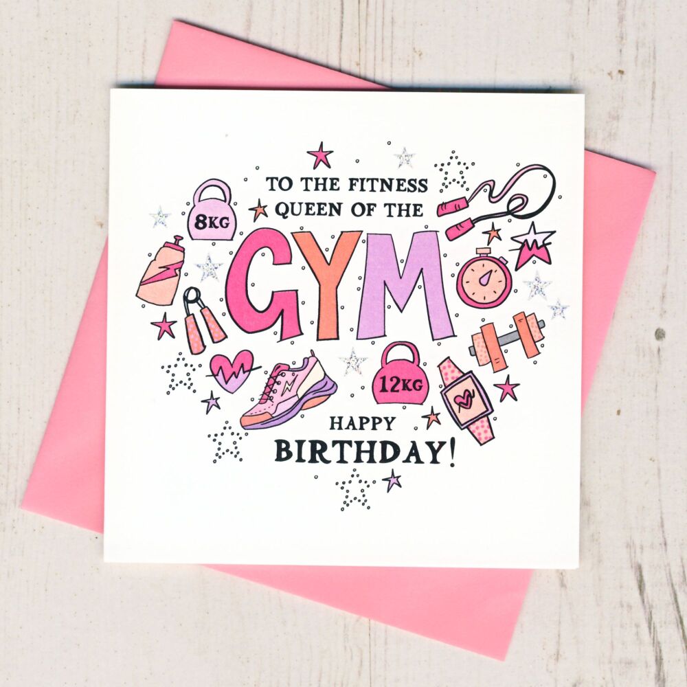 <!-- 017 --> Fitness Queen Birthday Card