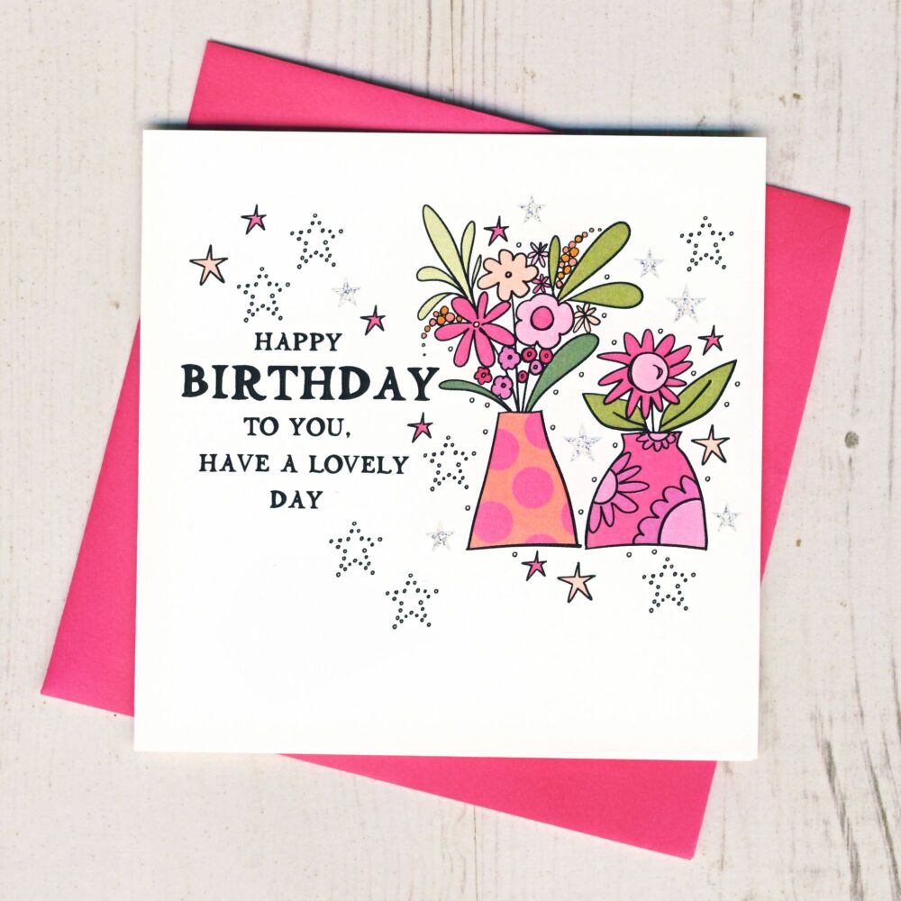  Flower Vases Birthday Card