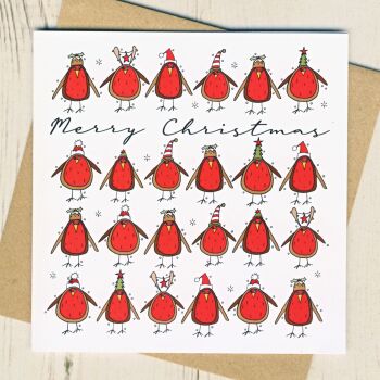 Pack of Five Christmas Robin Cards