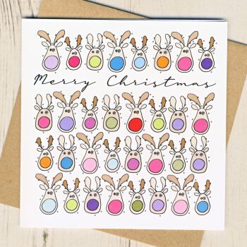 Pack of Five Christmas Reindeer Cards