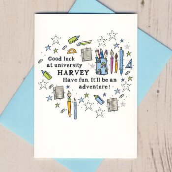  Personalised Good Luck At University Card