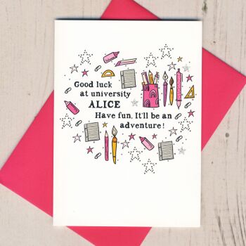 Personalised Good Luck At University Card
