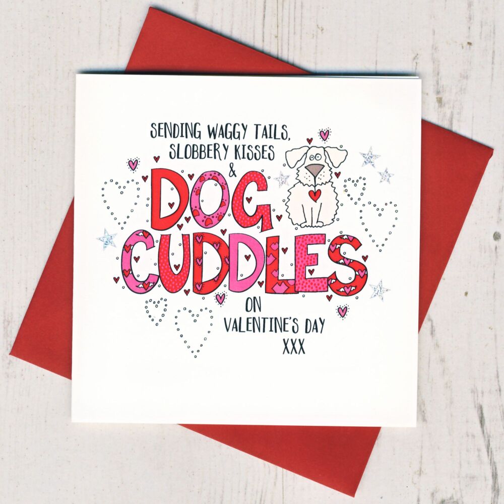 <!-- 002 -->Dog Cuddles Valentines Card