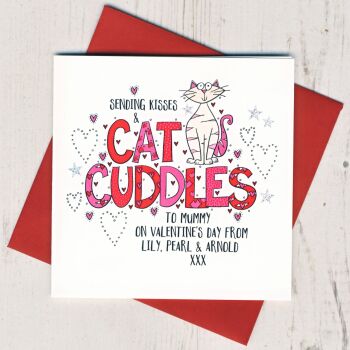 Personalised Cat Cuddles Valentines Card