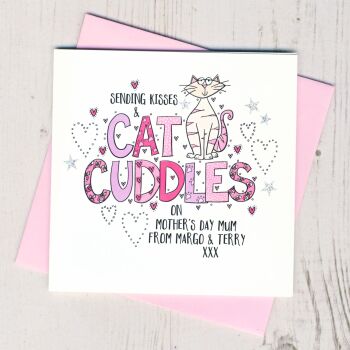 Personalised Cat Cuddles Mother's Day Card