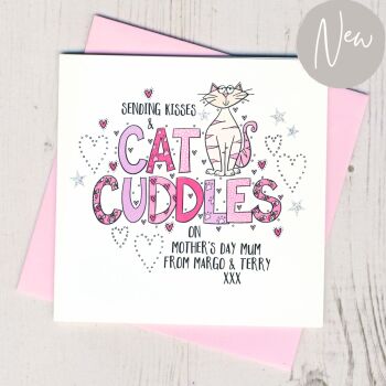 Personalised Cat Cuddles Mother's Day Card