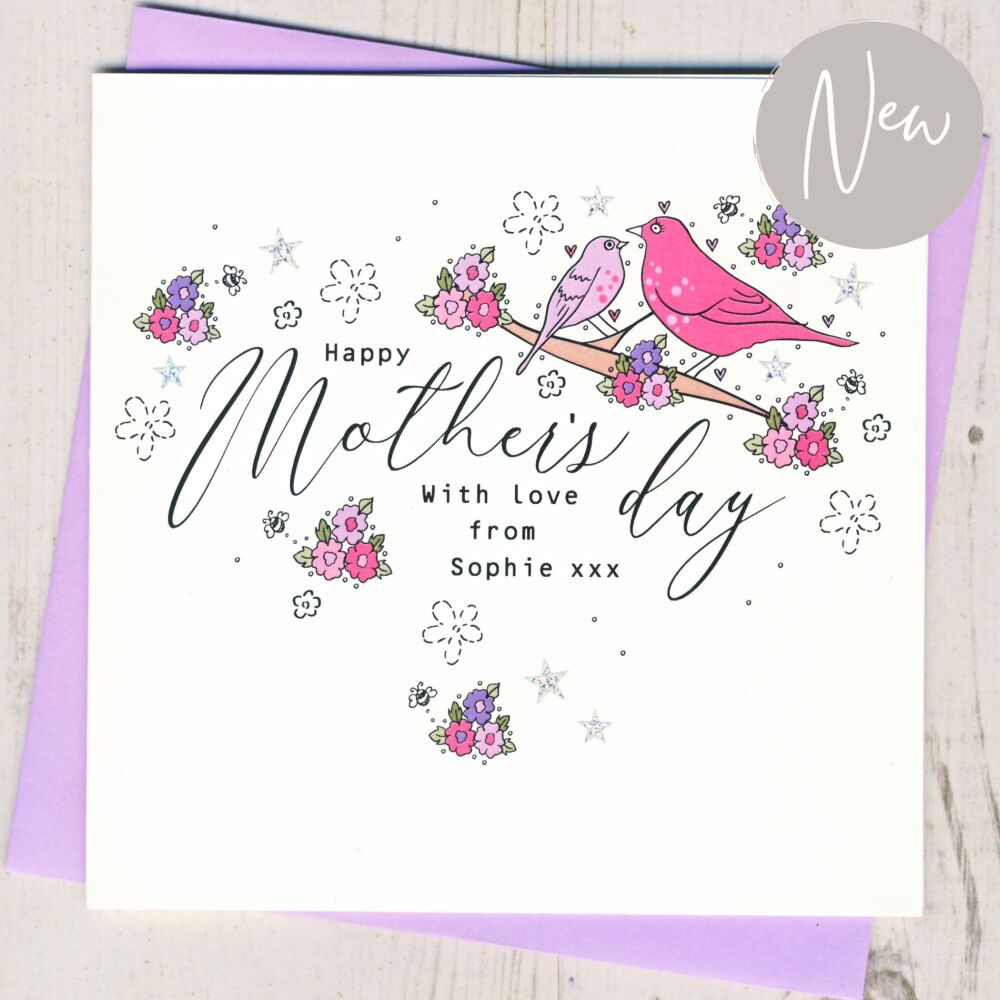 <!-- 059 -->Personalised Birds Mother's Day Card