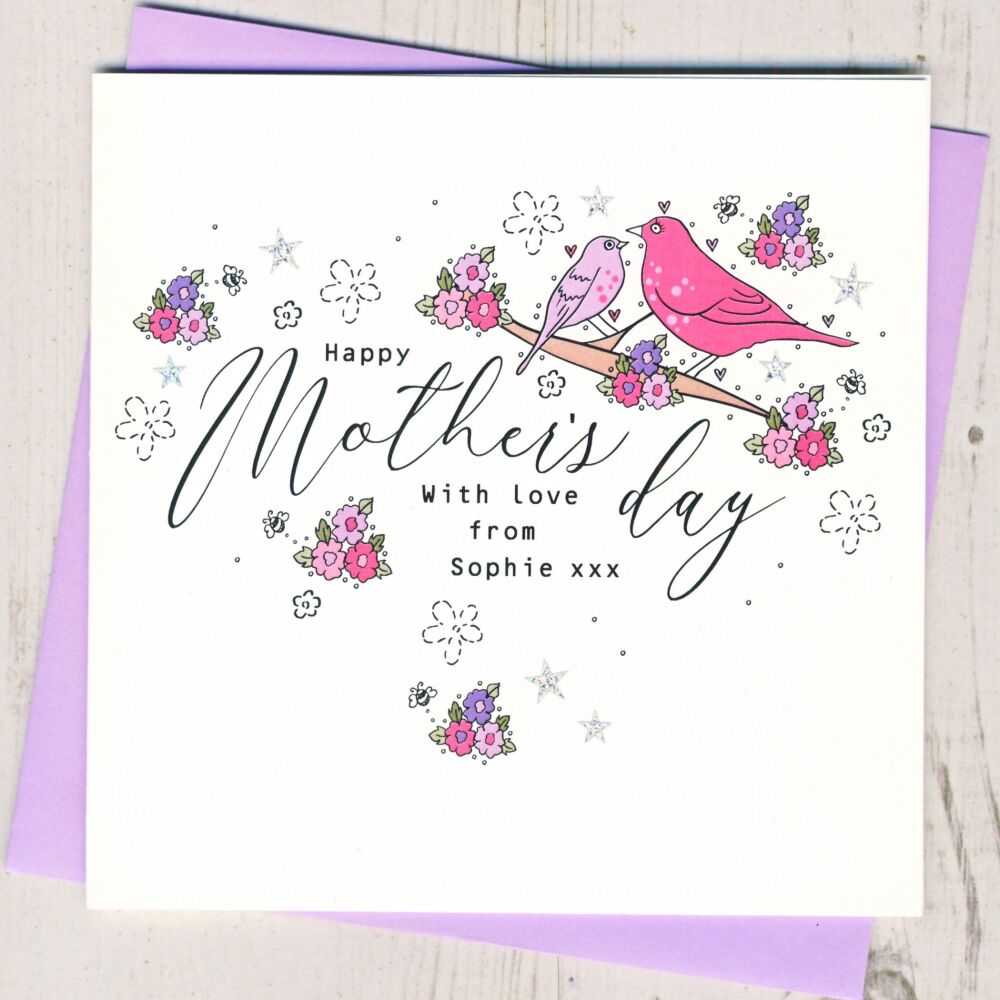 <!-- 059 -->Personalised Birds Mother's Day Card