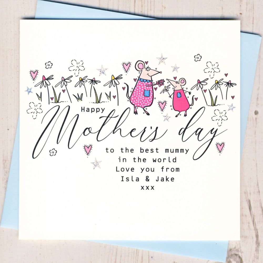 <!-- 060 -->Personalised Mummy Mouse Mother's Day Card