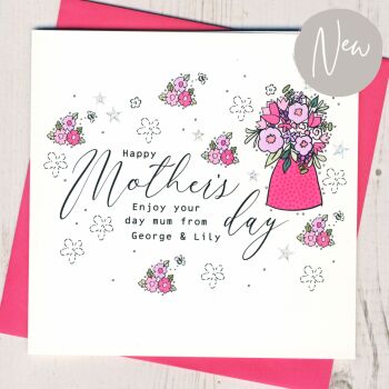 Personalised Flower Vase Mother's Day Card