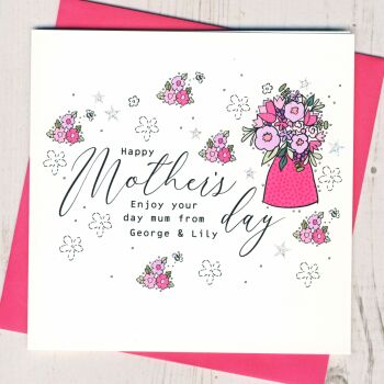 Personalised Flower Vase Mother's Day Card
