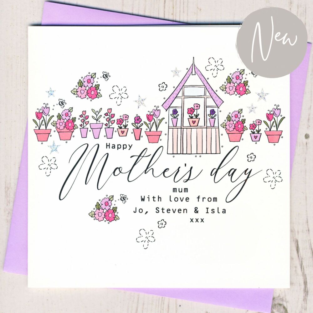 <!-- 061 -->Personalised Greenhouse Mother's Day Card