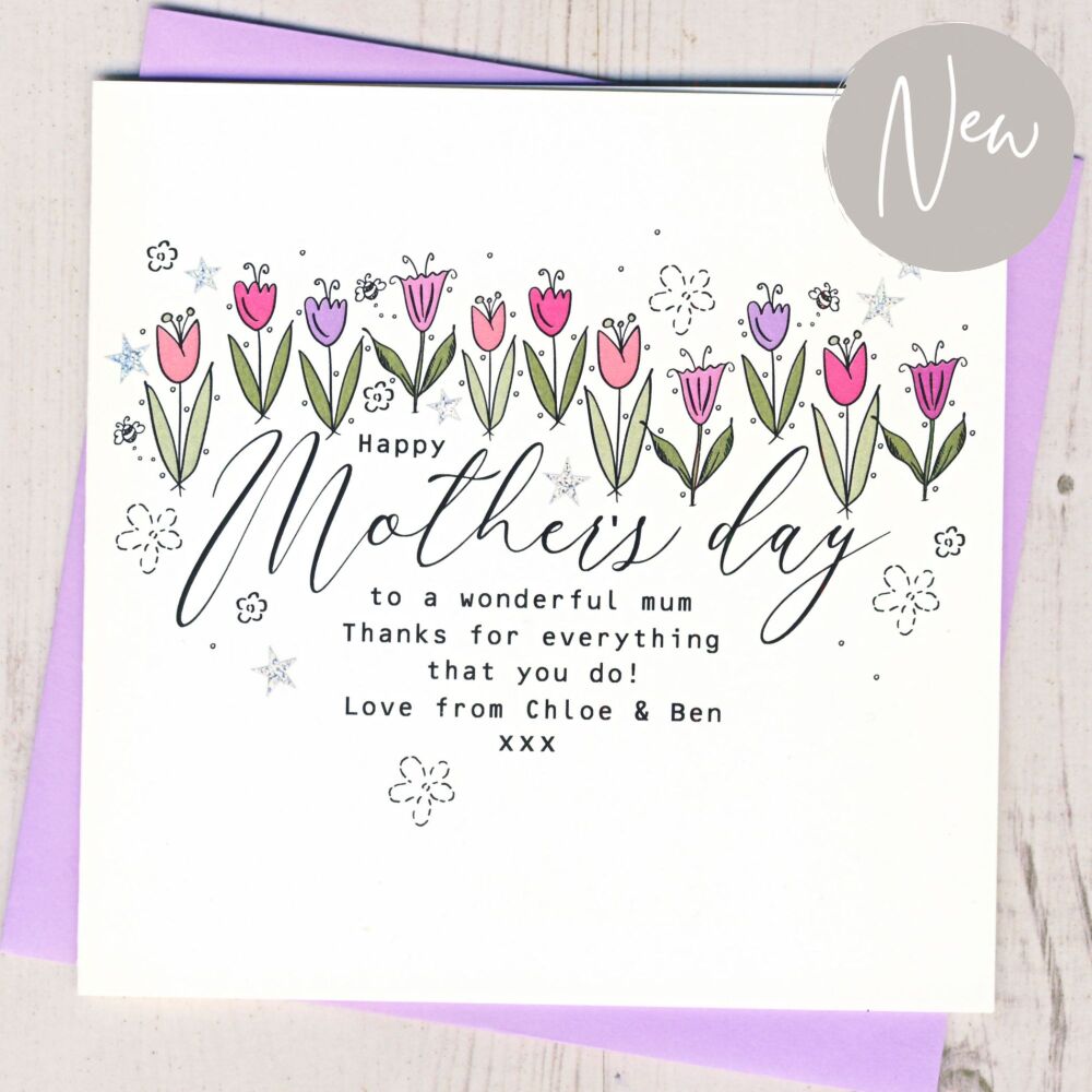 <!-- 062 -->Personalised Tulip Mother's Day Card