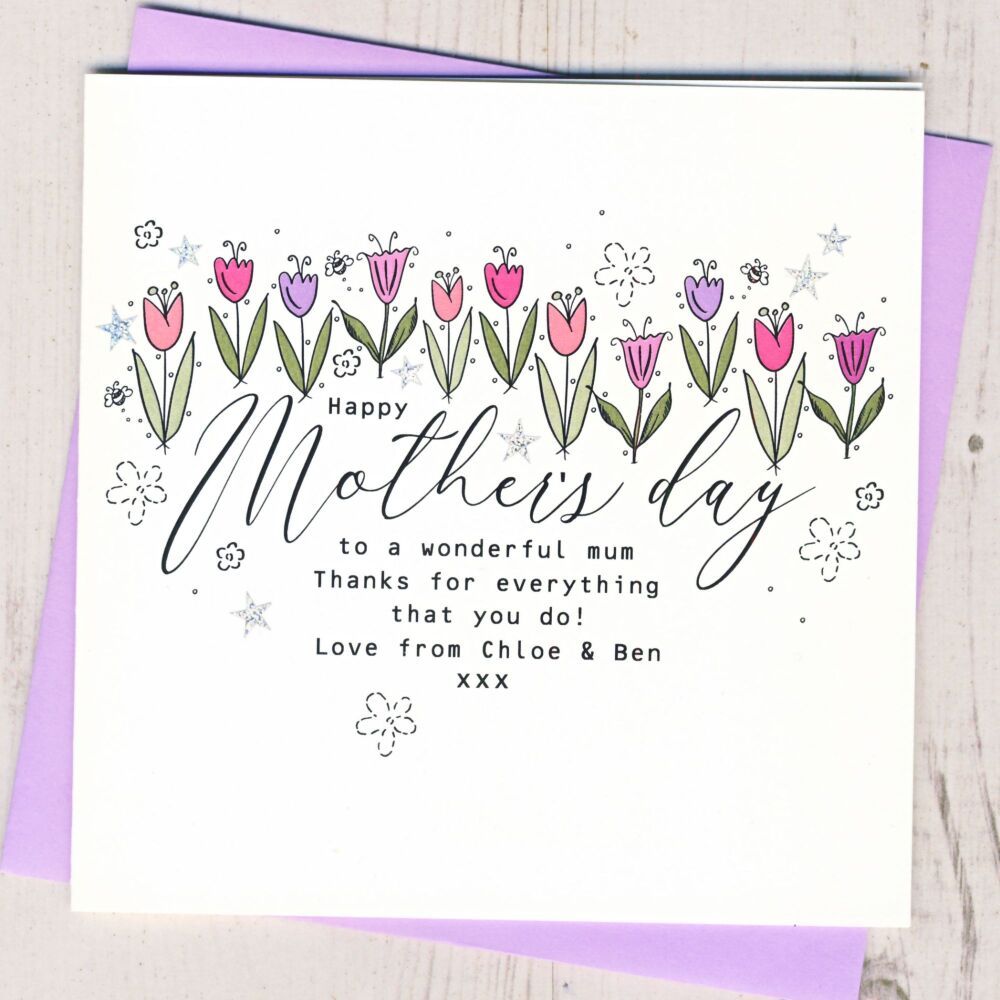 <!-- 062 -->Personalised Tulip Mother's Day Card
