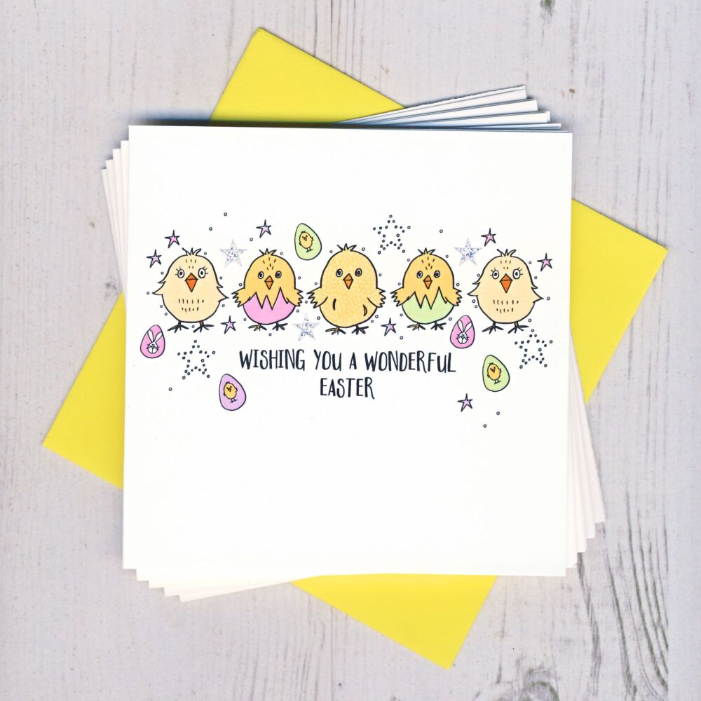 <!-- 014 -->Pack of Five Easter Chick Cards