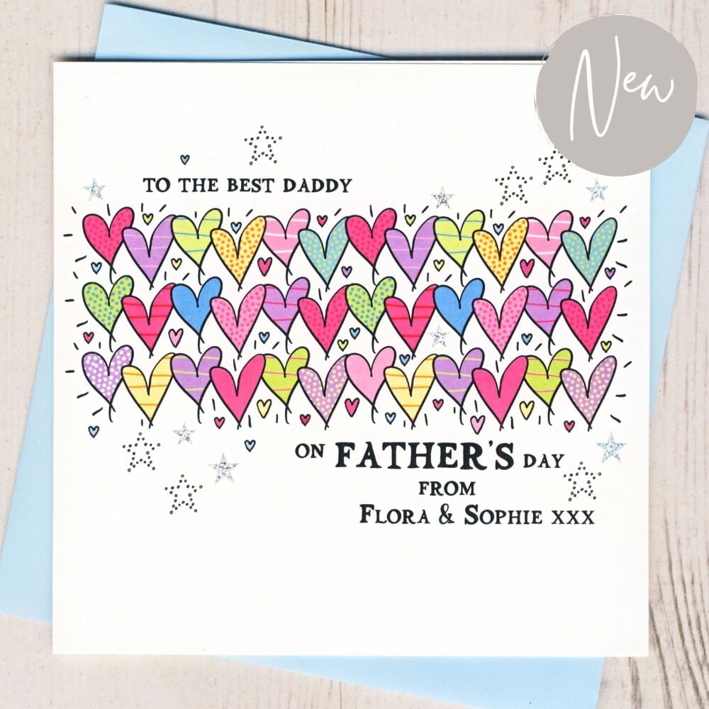 <!-- 004 -->Personalised Hearts Father's Day Card