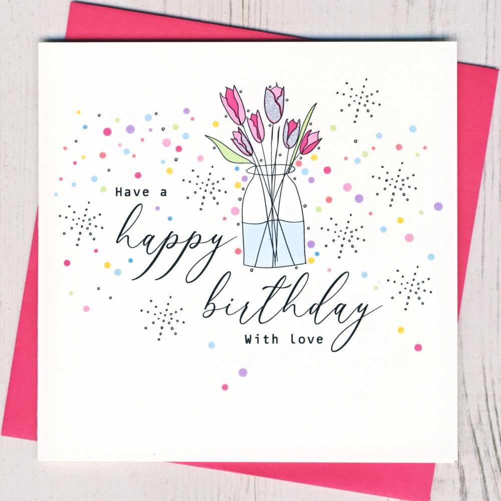  Flower Vase Birthday Card