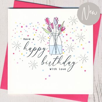  Flower Vase Birthday Card