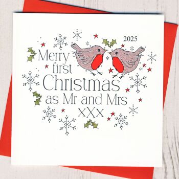 Merry First Christmas Married Card