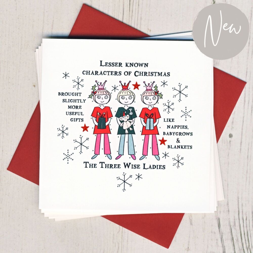 <!-- 004 -->Pack of Five Three Wise Ladies Christmas Cards
