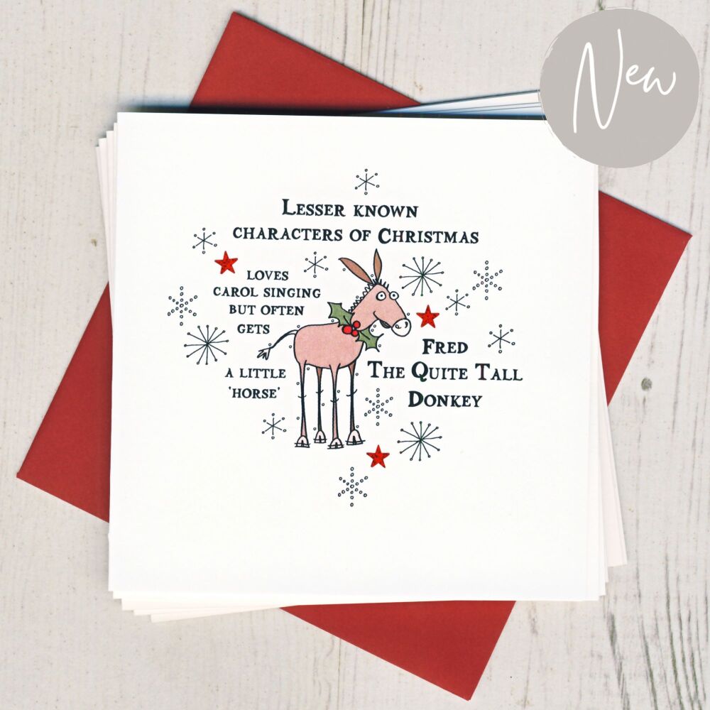 <!-- 002-->Pack of Five Fred The Donkey Christmas Cards