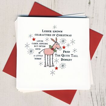 Pack of Five Fred The Donkey Christmas Cards