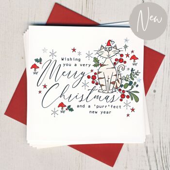 Pack of Five Cat Christmas Cards