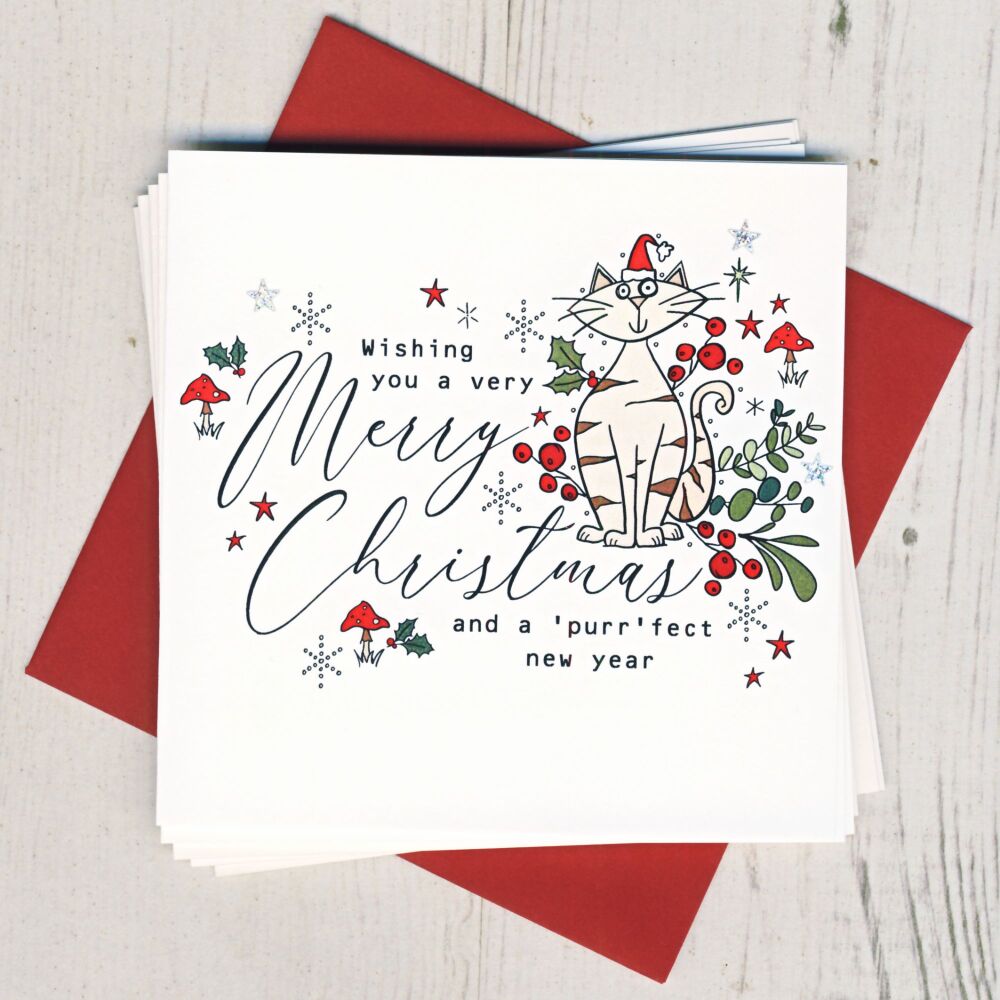 Pack of Five Cat Christmas Cards