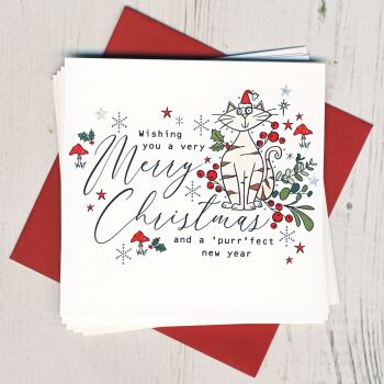 Pack of Five Cat Christmas Cards