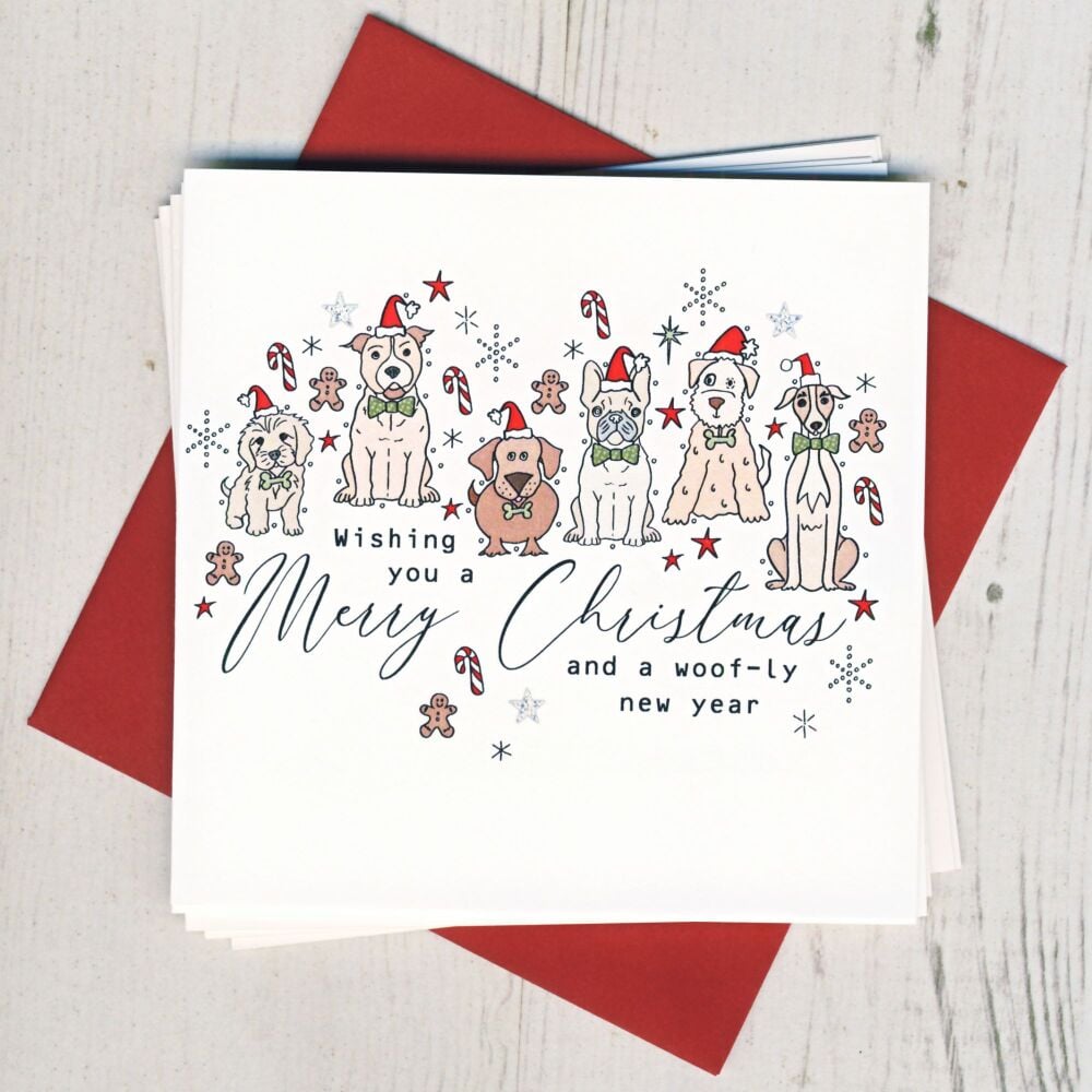 Pack of Five Dog Christmas Cards